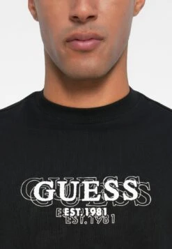 Guess SMALL LOGO TEE - Print T-shirt - Jet Black -Guess Clothing Sale 02817a27080840c8bcf0b6ba1d18c415