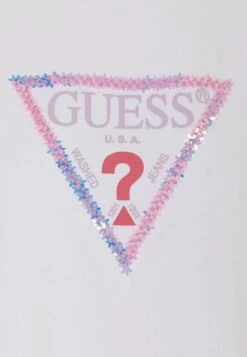 Guess 3D Flowers Triangle Tee - Print T-Shirt - Pure White -Guess Clothing Sale 02c1ca8adf9542bf96bf949072fb7895