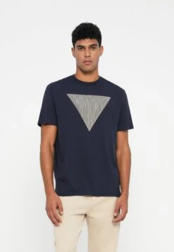Guess TRIANGLE LOGO TEE - Print T-shirt - Smart Blue