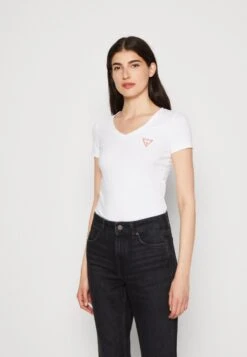 Guess Mini Triangle Tee - Basic T-Shirt - Pure White