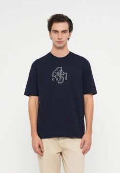 Guess BASIC QUATTRO TEE - Print T-shirt - Smart Blue