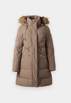 Guess FATEMA BELTED PUFFER - Winter Coat - Taupe -Guess Clothing Sale 087a752d9f584be9bf930747ab8f51c2