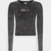 Aimee Classic Logo- Long Sleeved Top - Jet Black Multi