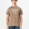 Guess TRIANGLE LOGO TEE - Print T-shirt - Elk Brown