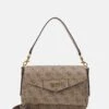 Guess Eco Brenton Flap Shoulder Bag - Handbag - Latte Logo