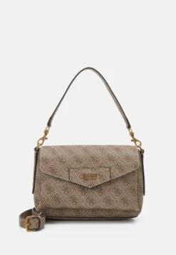 Guess Eco Brenton Flap Shoulder Bag - Handbag - Latte Logo