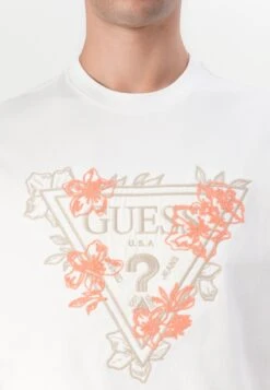 Guess FLOWER TRIANGLE TEE - Print T-shirt - Pure White -Guess Clothing Sale 0dc091ce069e4d7f84a31c90a2a3cb6f