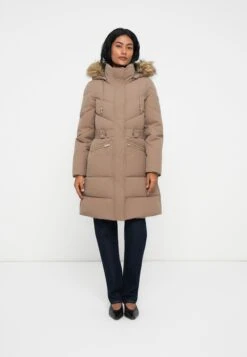 Guess FATEMA BELTED PUFFER - Winter Coat - Taupe
