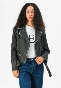 Guess CHARLENE BIKER - Faux Leather Jacket - Jet Black -Guess Clothing Sale 10b62b3cf48f4441a5e1de506edc5682
