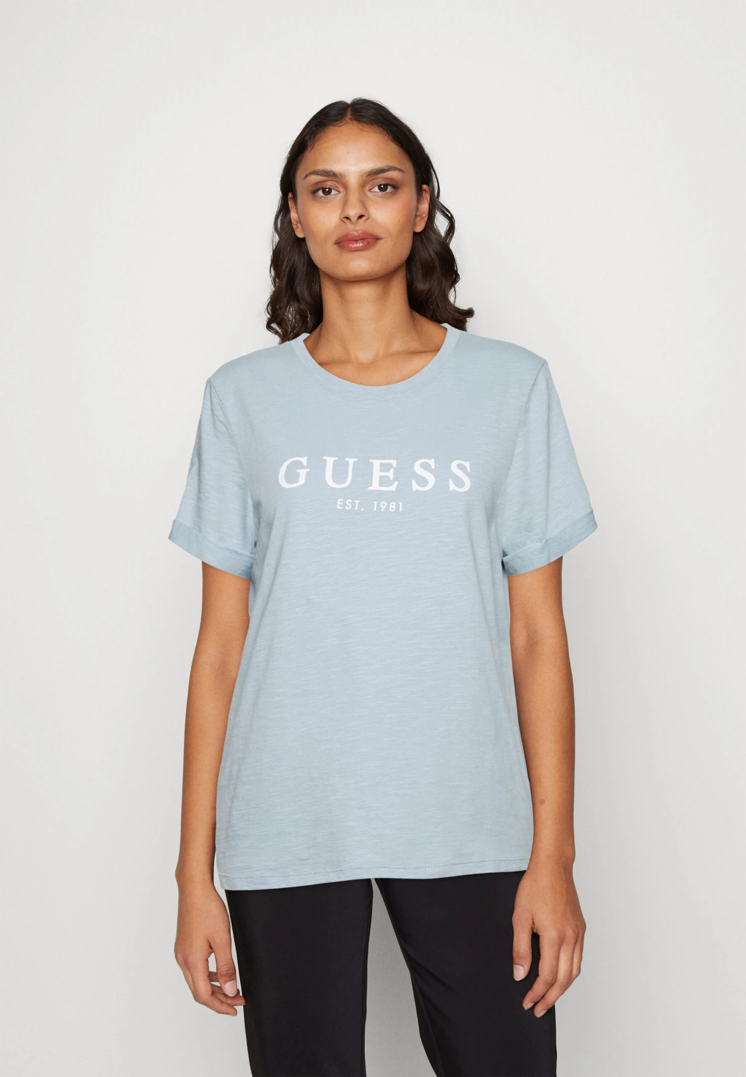 Guess Roll Cuff - Print T-Shirt - Coronado Blue 1 Guess Roll Cuff - Print T-Shirt - Coronado Blue