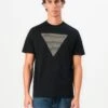 Guess TRIANGLE LOGO TEE - Print T-shirt - Jet Black