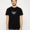 Guess Embro Box Logo Tee - Print T-Shirt - Jet Black