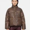 Guess GIPSY - Faux Leather Jacket - Ground Coffee
