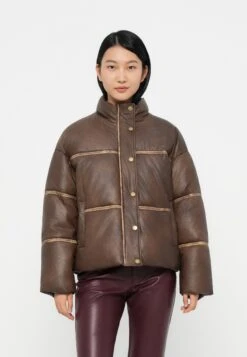 Guess GIPSY - Faux Leather Jacket - Ground Coffee