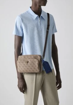 Guess MILANO DOUBLE CROSSBODY - Cross Body Bag - Beige/brown/blue