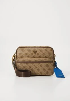 Guess MILANO CROSSBODY DOUBLE ZIP - Cross Body Bag - Beige/brown