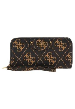 Guess Eco Brenton Slg Lrg Zip Around - Wallet - Brown Logo