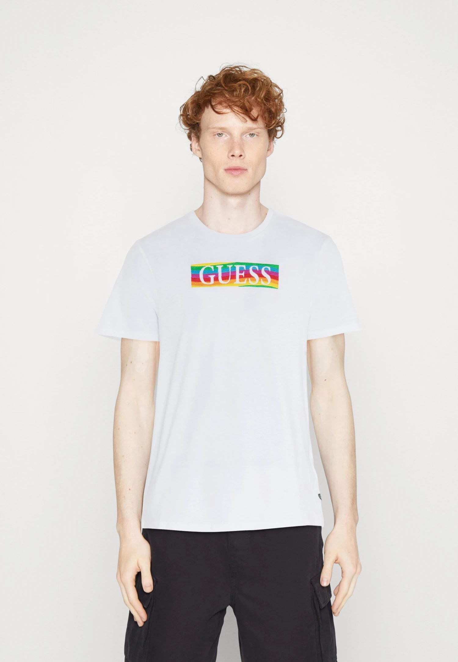 Guess Pride Wave Logo Tee - Print T-Shirt - Pure White 1 Guess Pride Wave Logo Tee - Print T-Shirt - Pure White