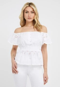 Guess Sl Peggy Ruffled- Blouse - Weiß