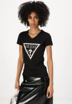Guess PYTHON TRIANGL - Print T-shirt - Jet Black -Guess Clothing Sale 20a784abc29a4b939468a5f32d43e151
