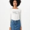 Guess NEVA HOTFIX LOGO BODY - Long Sleeved Top - Pure White