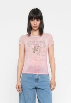 Guess ROSES TEE - Print T-shirt - Pink Pearl