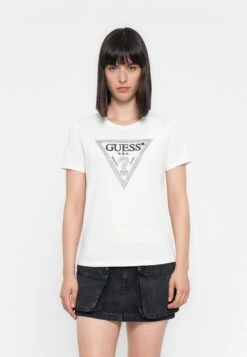 Guess TRIANGLE TEE - Print T-shirt - Pure White