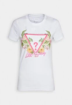 Guess Triangle Flowers - Print T-Shirt - Pure White -Guess Clothing Sale 28f4e663efef4fe9b148588774f01770