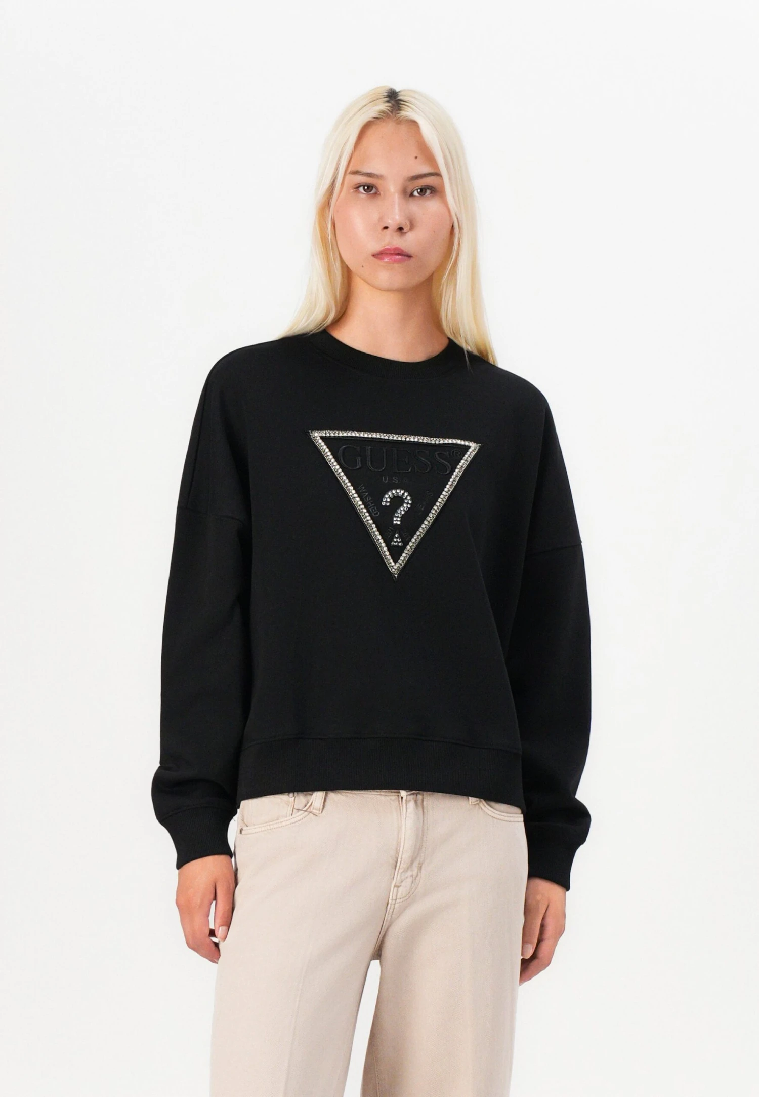 Guess RACHELE TRIANGLE - Sweatshirt - Jet Black 1 Guess RACHELE TRIANGLE - Sweatshirt - Jet Black