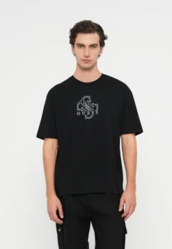 Guess BASIC QUATTRO TEE - Print T-shirt - Jet Black