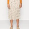 Golden Monogram Skirt - Pleated Skirt - White/Gold-Coloured