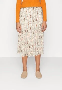 Golden Monogram Skirt - Pleated Skirt - White/Gold-Coloured