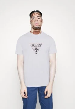 Guess Ss Cn Geo Triangle- Print T-Shirt - Pure White