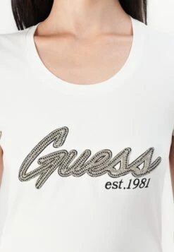 Guess LOGO HOT FIX TEE - Print T-shirt - Pure White -Guess Clothing Sale 313b333131214e38a2ee2f33d5607212