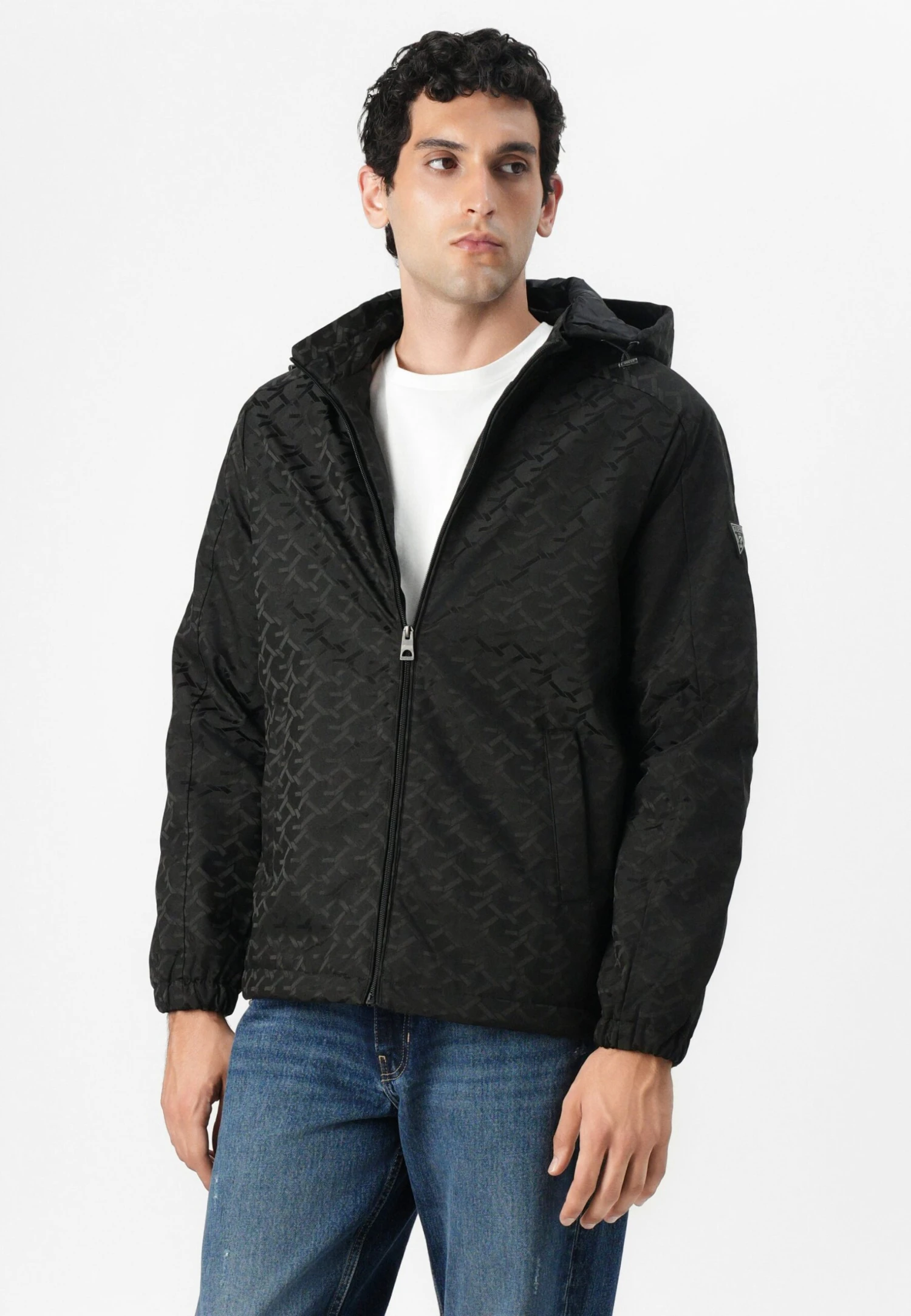 Guess MONOGRAM HOODED JACKET - Light Jacket - Black 4 Guess MONOGRAM HOODED JACKET - Light Jacket - Black - Image 4