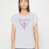Guess 3D Flowers Triangle Tee - Print T-Shirt - Pure White