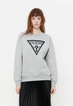 Guess TRIANGLE SWEATSHIRT - Sweatshirt - Light Melange Grey