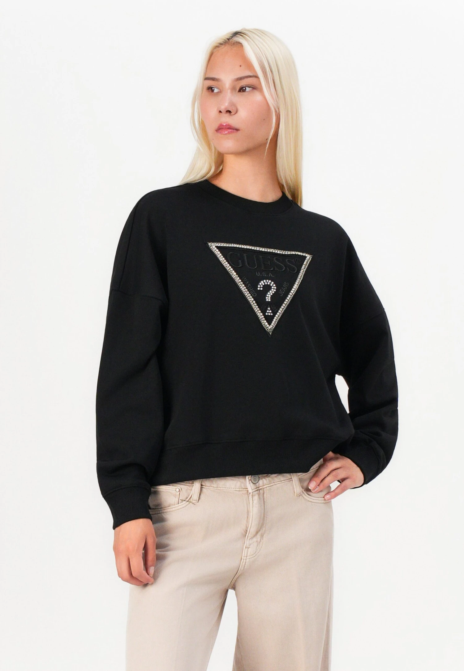Guess RACHELE TRIANGLE - Sweatshirt - Jet Black 4 Guess RACHELE TRIANGLE - Sweatshirt - Jet Black - Image 4