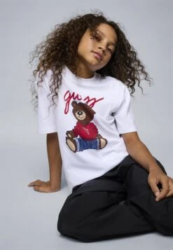 Guess JUNIOR BEAR UNISEX - Print T-shirt - Pure White