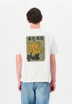 Guess DAVID FLORAL CREW - Print T-shirt - Salt White