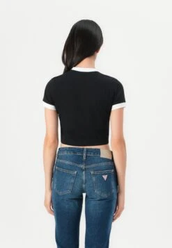 Guess SS GLOSSY CROP - Print T-shirt - Jet Black -Guess Clothing Sale 42b95a650d834e57b701df1e24e4f401