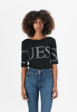 Guess LOWBACK BLING BODYSUIT - Print T-shirt - Jet Black