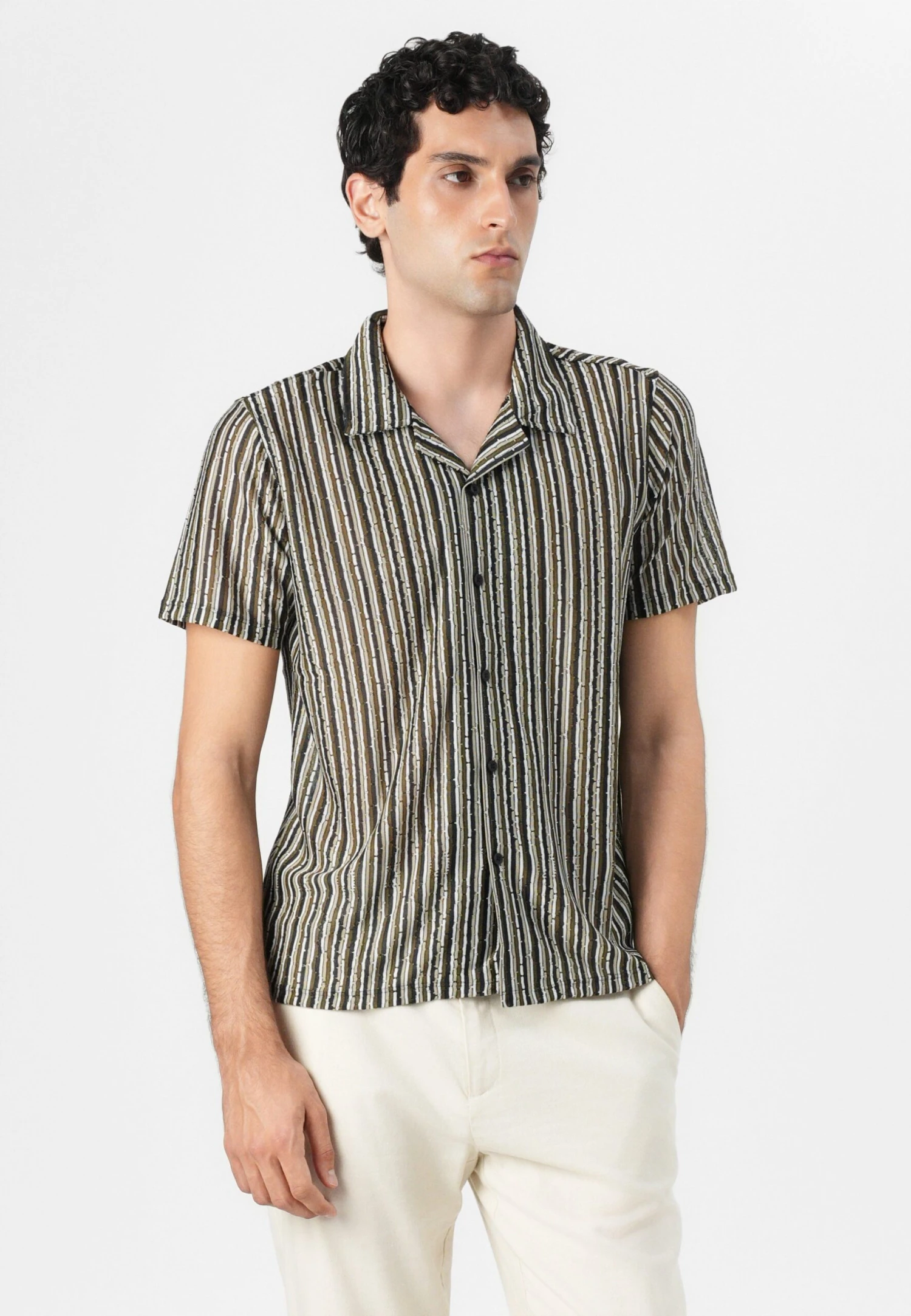 Guess WYATT STRIPE RESORT SHIRT - Shirt - Olive Morning 4 Guess WYATT STRIPE RESORT SHIRT - Shirt - Olive Morning - Image 4