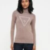 Guess MELANIE TRIANGLE LOGO - Jumper - Silk Taupe