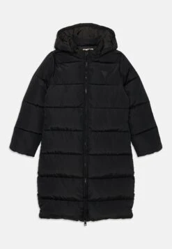 Guess JUNIOR HOODED PADDED LONG PUFFER - Winter Coat - Jet Black