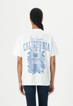 Guess MONOCHROME GRAPHIC TEE - Print T-shirt - White