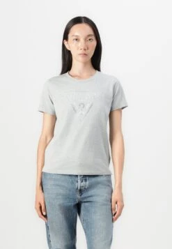 Guess TRIANGLE TEE - Print T-shirt - Light Melange Grey