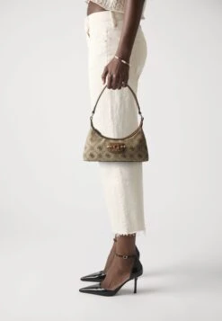 Guess NEDA TOP ZIP - Handbag - Latte Logo