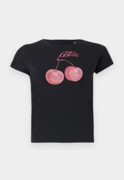 Guess WAVY CHERRY LOGO TEE - Print T-shirt - Jet Black -Guess Clothing Sale 5f57765b8f8a407cbd4d6519c2fe5111