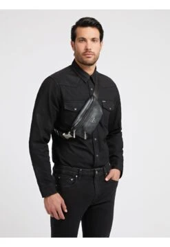 Guess MILANO COMPACT BUM BAG UNISEX - Bum Bag - Black